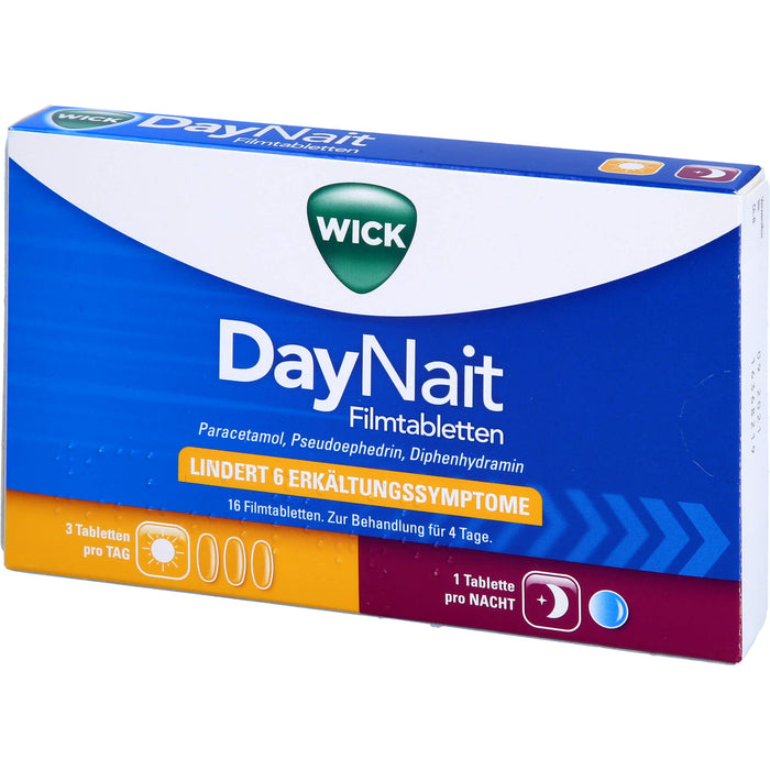 WICK DayNait Filmtabletten lindert 6 Erkältungssymptome, 16 pcs. Tablets