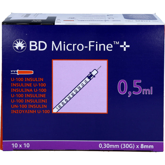 BD MICRO-FINE+ Insulinspr.0,5 ml U100 0,3x8 mm, 100 St SRI