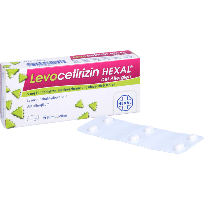 Levocetirizin HEXAL Filmtabletten bei Allergien, 6 pcs. Tablets