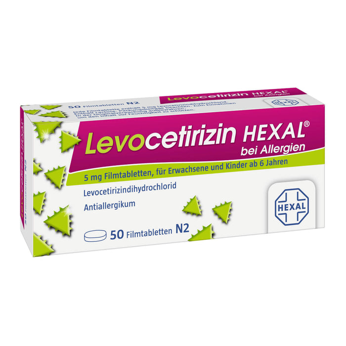 Levocetirizin HEXAL 5 mg Filmtabletten bei Allergien, 50 pc Tablettes