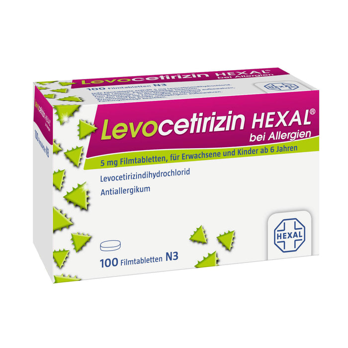 Levocetirizin HEXAL 5 mg Filmtabletten bei Allergien, 100 pc Tablettes