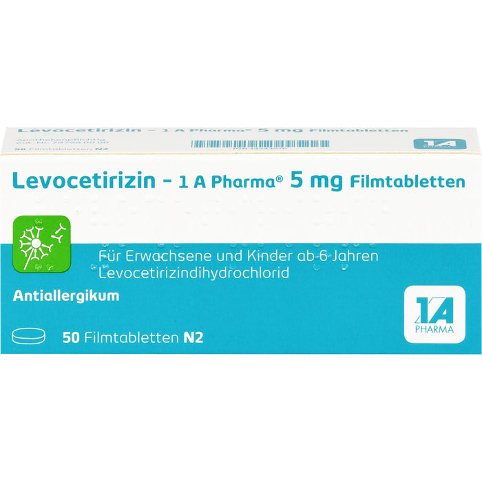 1 A Pharma Levocetirizin 5 mg Filmtabletten bei Allergien, 50 pc Tablettes