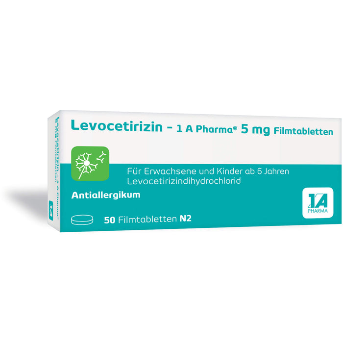 1 A Pharma Levocetirizin 5 mg Filmtabletten bei Allergien, 50 pcs. Tablets