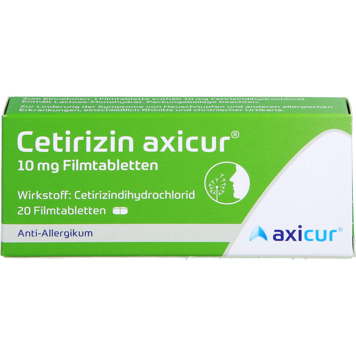 Axicur Cetirizin 10 mg Filmtabletten bei Allergien, 20 pc Tablettes