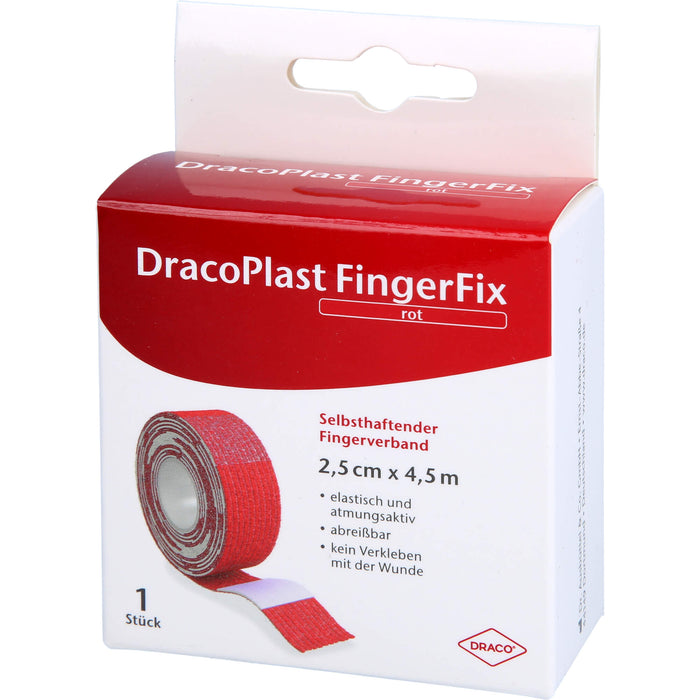 DracoPlast FingerFix Fingerverband 2,5 cm x 4,5 cm rot, 1 St. Pflaster