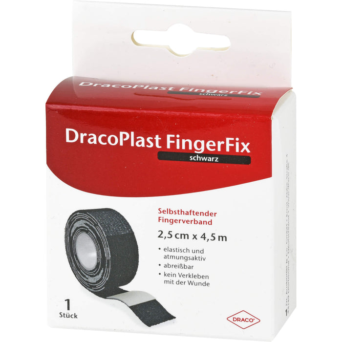 DracoPlast FingerFix 2,5 cm x 4,5 m selbsthaftender Fingerverband schwarz, 1 pc Pansement