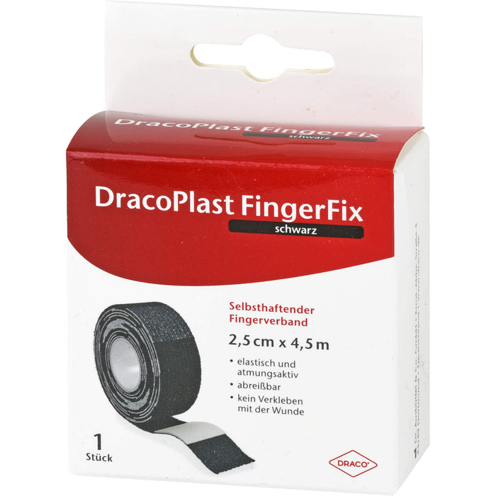 DracoPlast FingerFix 2,5 cm x 4,5 m selbsthaftender Fingerverband schwarz, 1 pcs. Patch