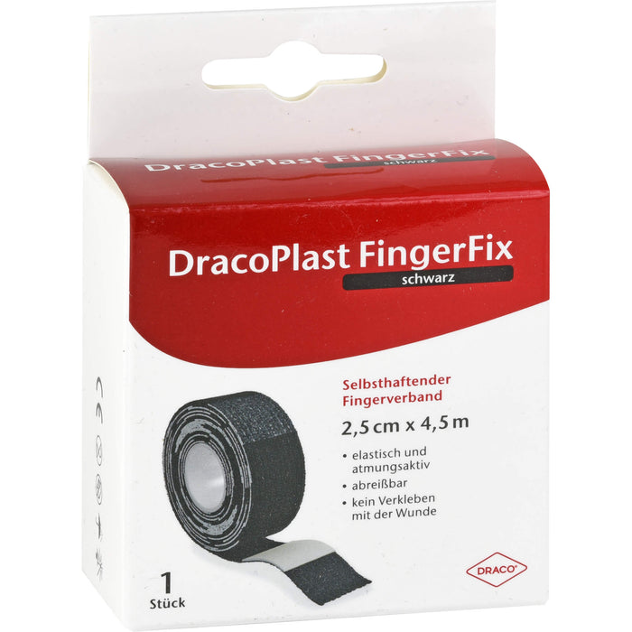 DracoPlast FingerFix 2,5 cm x 4,5 m selbsthaftender Fingerverband schwarz, 1 pcs. Patch