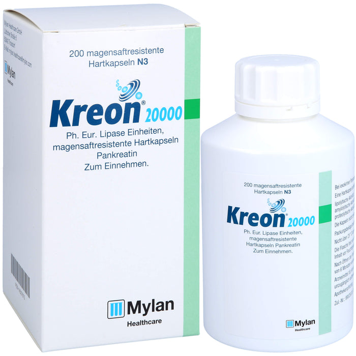 Kreon 20 000 Ph.Eur. Lipase Einheiten Hartkapseln, 200 St. Kapseln