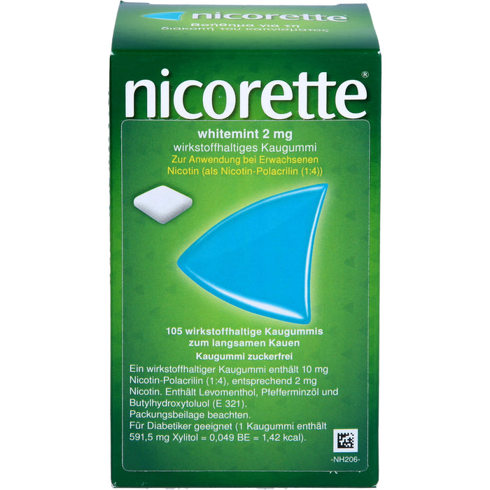 nicorette 2 mg whitemint wirkstoffhaltige Kaugummis, 105 pc Gomme à mâcher