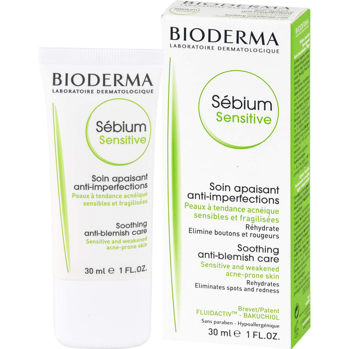 BIODERMA Sébium Sensitive beruhigende, feuchtigkeitsspendende Anti-Unreinheiten-Creme, 30 ml Crème