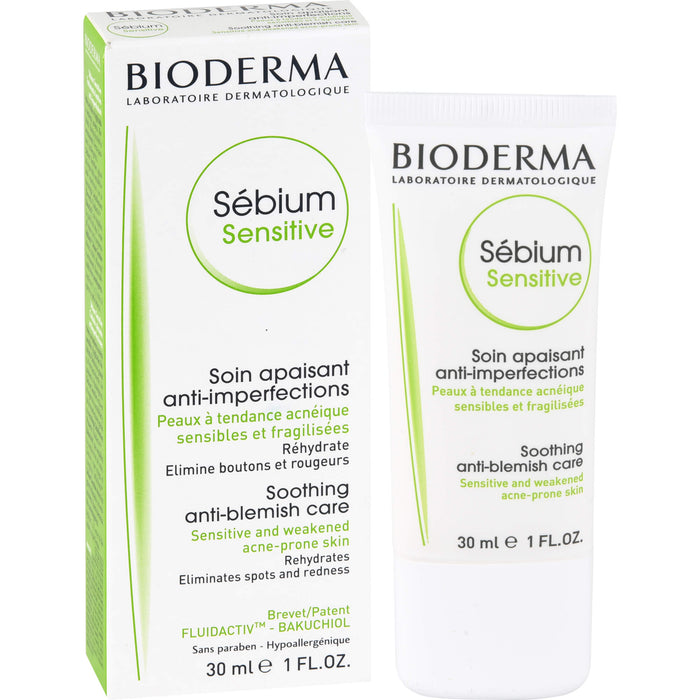 BIODERMA Sébium Sensitive beruhigende, feuchtigkeitsspendende Anti-Unreinheiten-Creme, 30 ml Cream