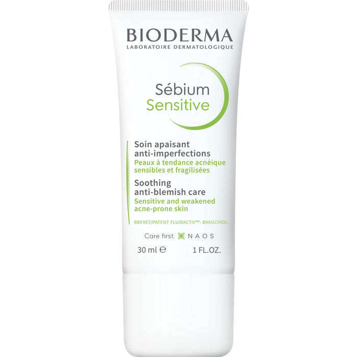 BIODERMA Sébium Sensitive beruhigende, feuchtigkeitsspendende Anti-Unreinheiten-Creme, 30 ml Creme