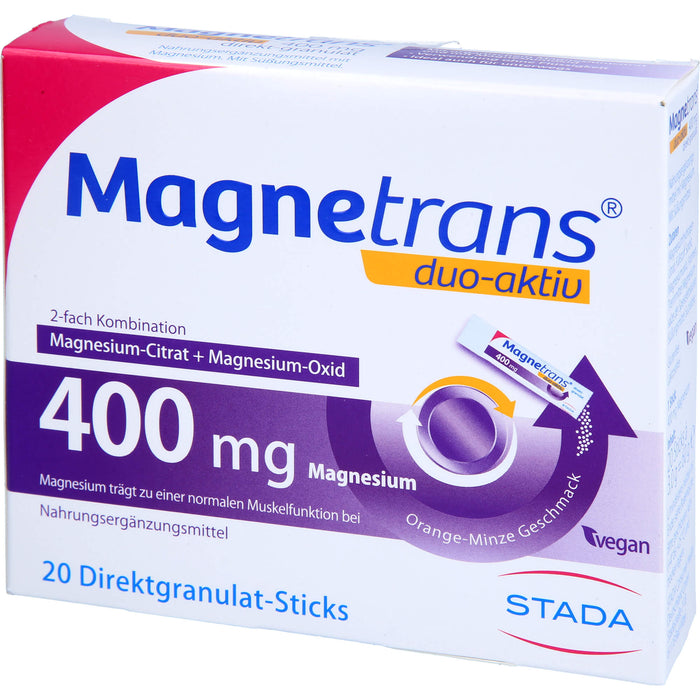 Magnetrans duo-aktiv 400 mg Magnesium Direktgranulat-Sticks, 20 pcs. Sachets