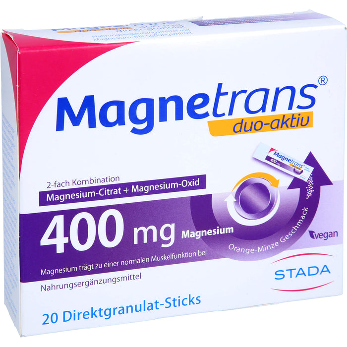 Magnetrans duo-aktiv 400 mg Magnesium Direktgranulat-Sticks, 20 pc Sachets