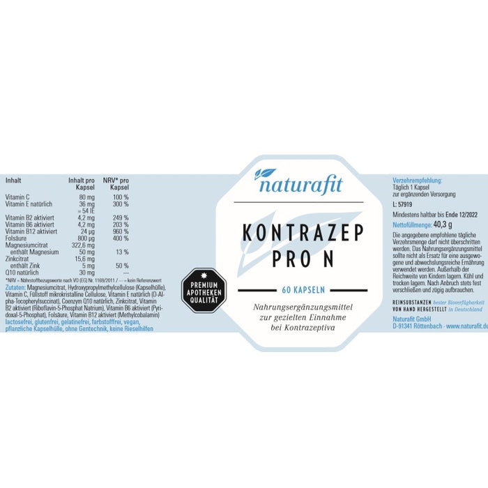 naturafit Kontrazep Pro N Kapseln, 60 pcs. Capsules