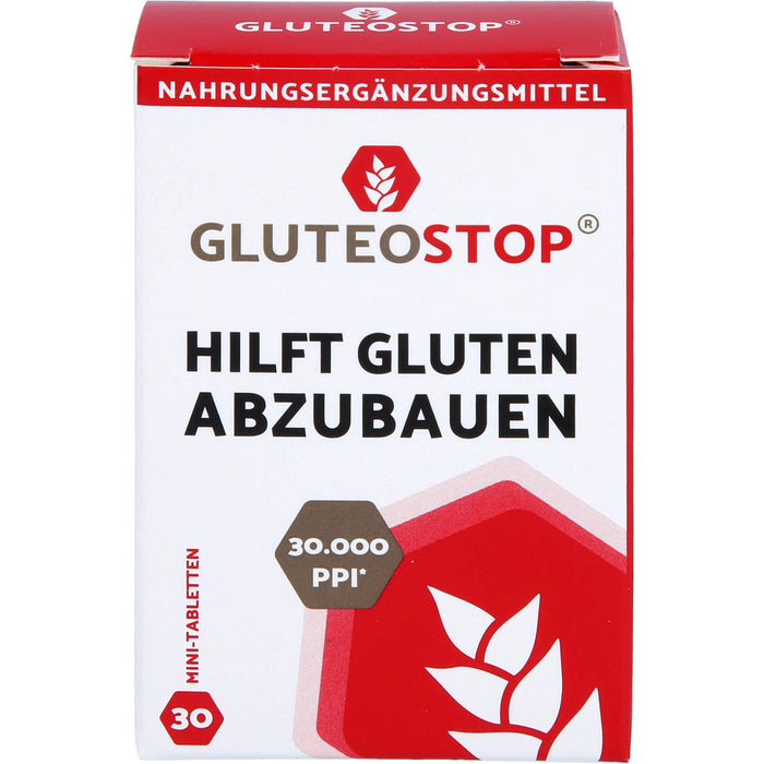 GluteoStop Minitabletten zur Unterstützung des Abbaus von Gluten in einer glutenarmen Ernährung, 30 St. Tabletten