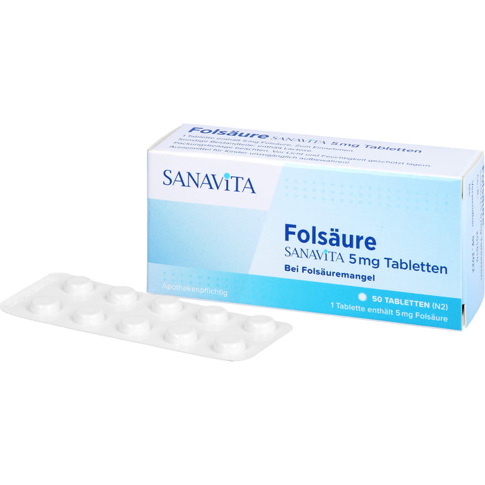 SANAVITA Folsäure 5 mg Tabletten, 50 St. Tabletten