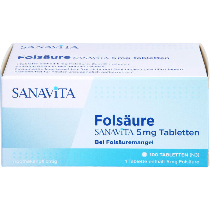 Folsäure Sanavita 5 mg Tabletten, 100 pc Tablettes