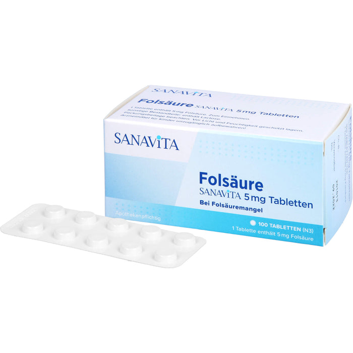 Folsäure Sanavita 5 mg Tabletten, 100 St. Tabletten