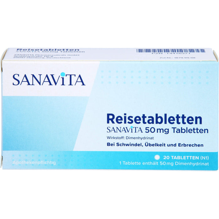 Reisetabletten Sanavita 50 mg Tabletten, 20 St. Tabletten