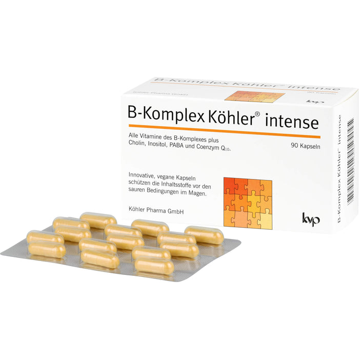 B-Komplex Köhler intense Kapseln schützt die Inhaltsstoffe vor den sauren Bedingungen im Magen, 90 pcs. Capsules