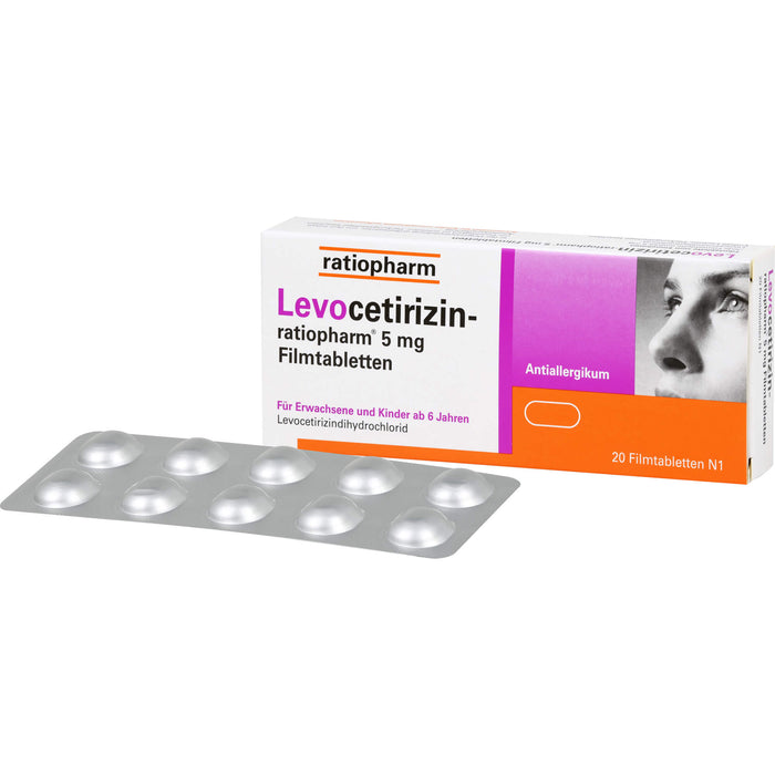 Levocetirizin-ratiopharm 5 mg Filmtabletten Antiallergikum, 20 pc Tablettes