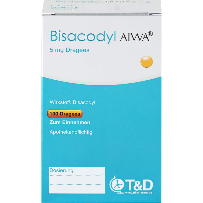 Bisacodyl AIWA 5 mg Dragees bei Verstopfungen, 100 St. Dragees