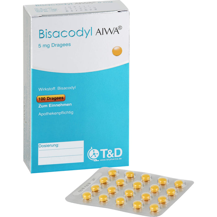 Bisacodyl AIWA 5 mg Dragees bei Verstopfungen, 100 pcs. Dragées