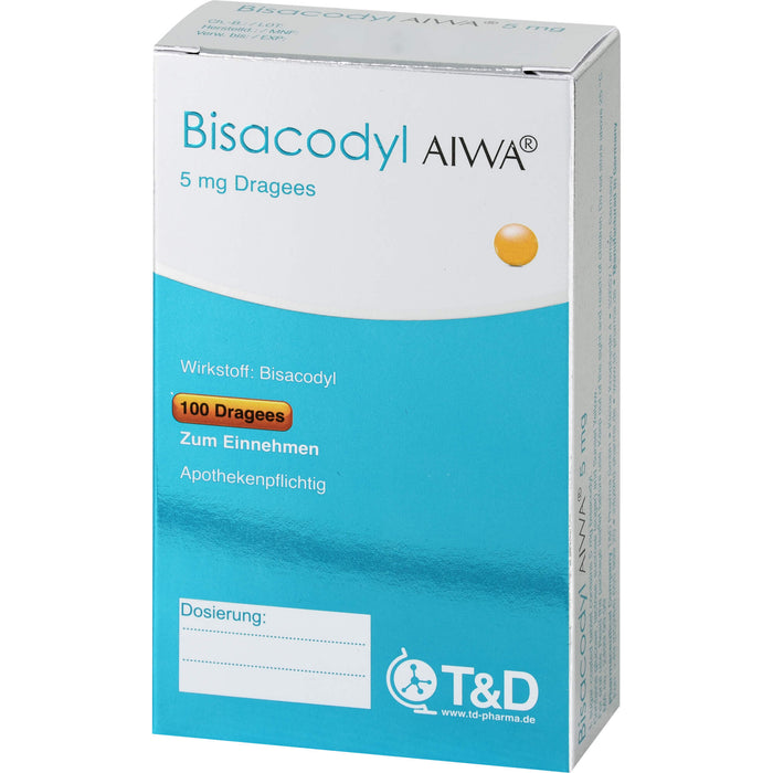 Bisacodyl AIWA 5 mg Dragees bei Verstopfungen, 100 pc Dragées