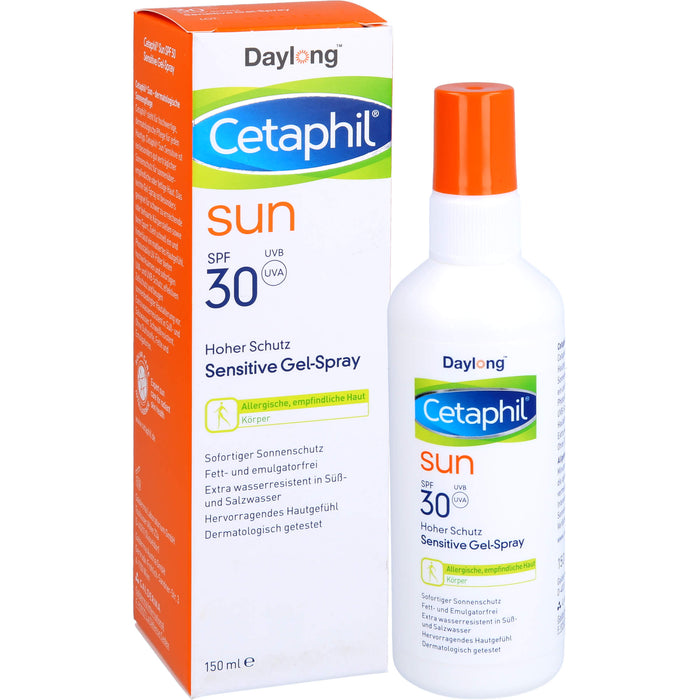 CETAPHIL SUN Sensitive Gel-Spray SPF 30 extra-leichter, fettfreier Sonnenschutz, 150 ml Solution