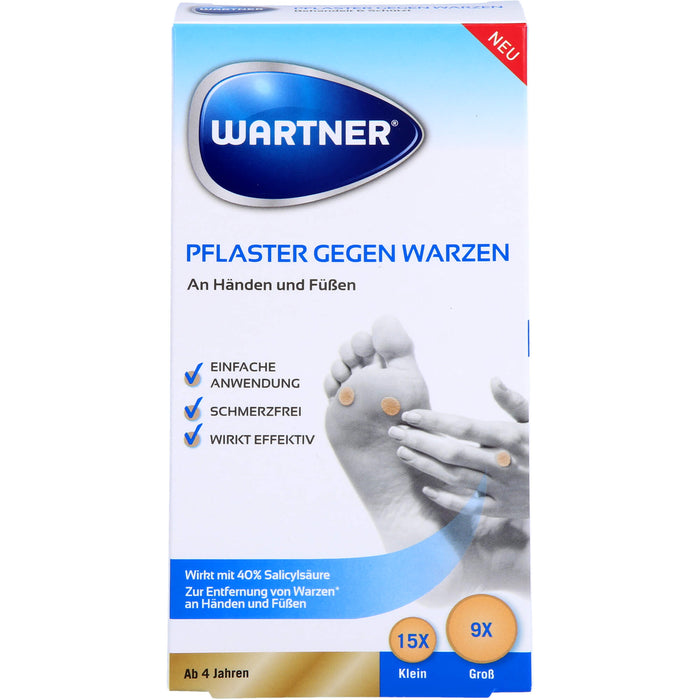 WARTNER Pflaster gegen Warzen an Händen und Füßen, 24 St. Pflaster