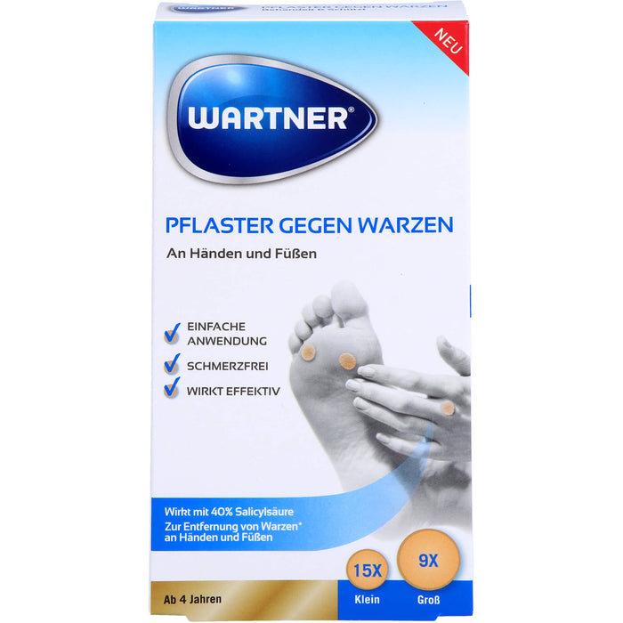 WARTNER Pflaster gegen Warzen an Händen und Füßen, 24 pc Pansement