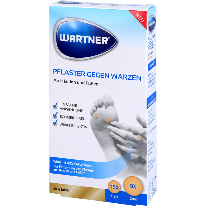 WARTNER Pflaster gegen Warzen an Händen und Füßen, 24 pcs. Patch
