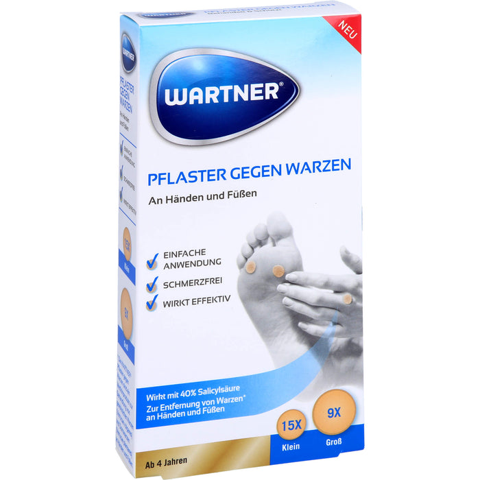 WARTNER Pflaster gegen Warzen an Händen und Füßen, 24 pc Pansement