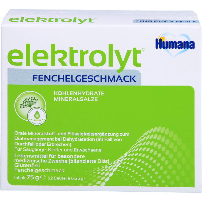 Humana elektrolyt Fenchelgeschmack Beutel, 75 g Pulver