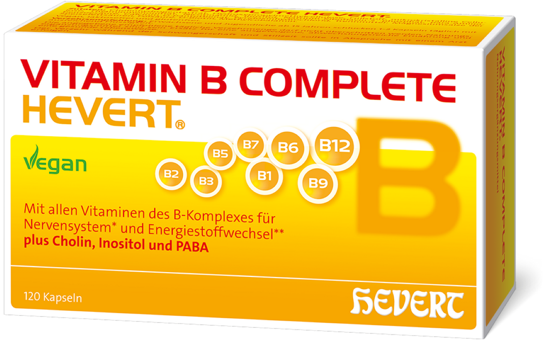 Vitamin B Complete Hevert zur langfristigen Basisversorgung mit allen acht B-Vitaminen, 120 St. Kapseln