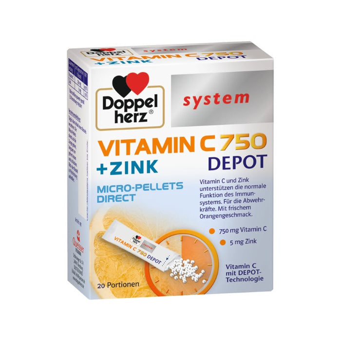 Doppelherz system Vitamin C 750 Depot + Zink Granulat, 20 pcs. Sachets