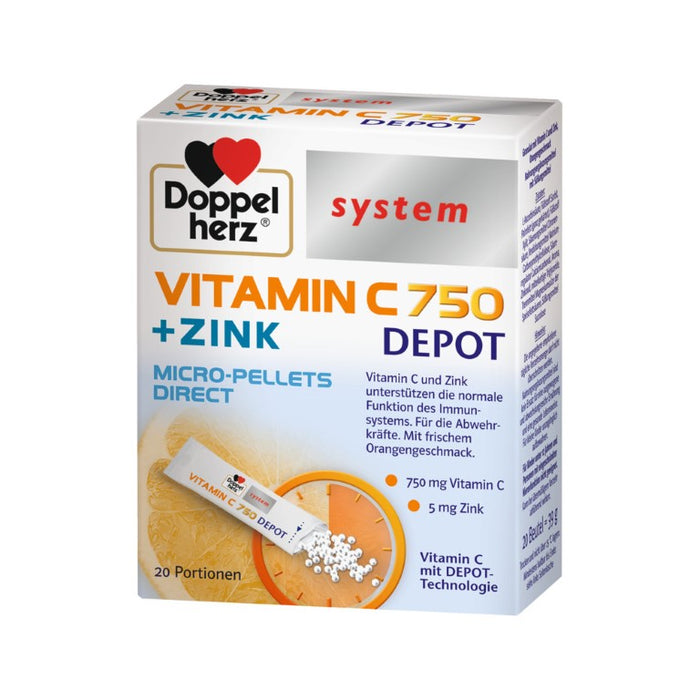 Doppelherz system Vitamin C 750 Depot + Zink Granulat, 20 pc Sachets