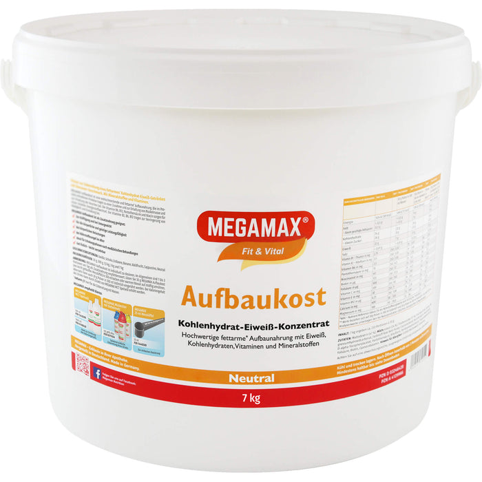 MEGAMAX Fit & Vital Aufbaukost Kohlenhydrat-Eiweiß-Konzentrat Geschmack Neutral, 70000 g Powder