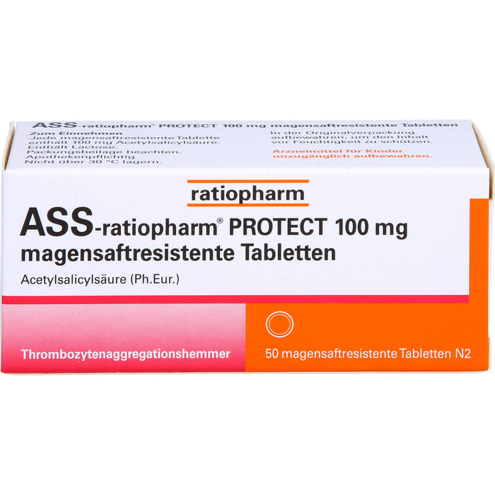 ASS-ratiopharm PROTECT 100 mg magensaftresistente Tabletten, 50 pcs. Tablets