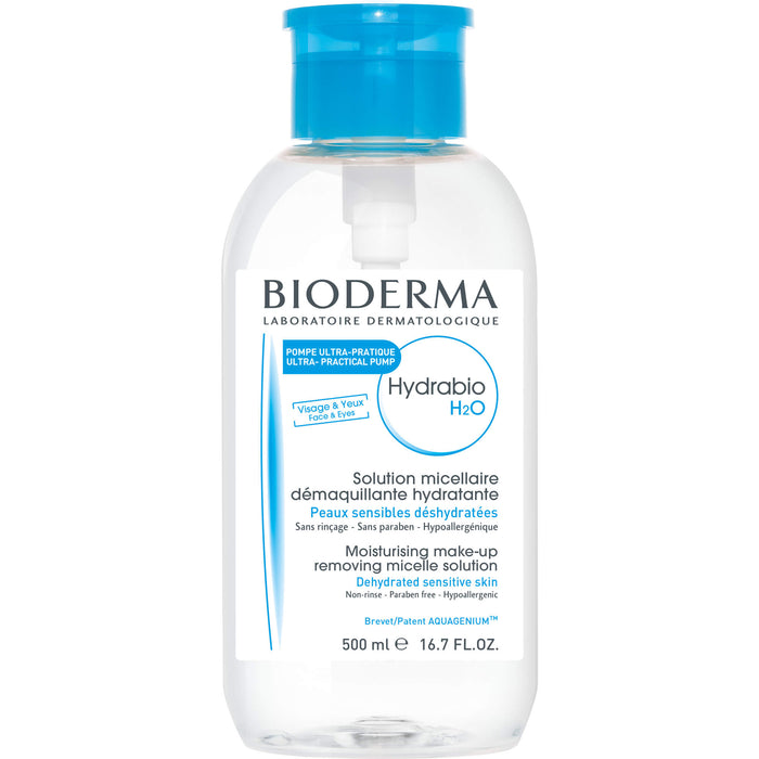 BIODERMA Hydrabio H2O Pump Feuchtigkeitsspendendes Mizellen-Reinigungswasser, 500 ml Solution