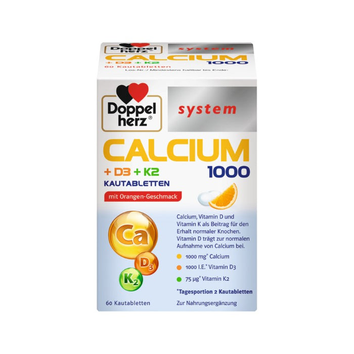 Doppelherz Calcium 1000+D3+K2 system, 60 St. Tabletten