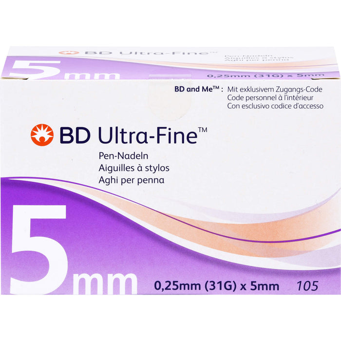 BD ULTRA-FINE Pen-Nadeln 0,25 mm (31G) x 5 mm, 105 pc Aiguilles