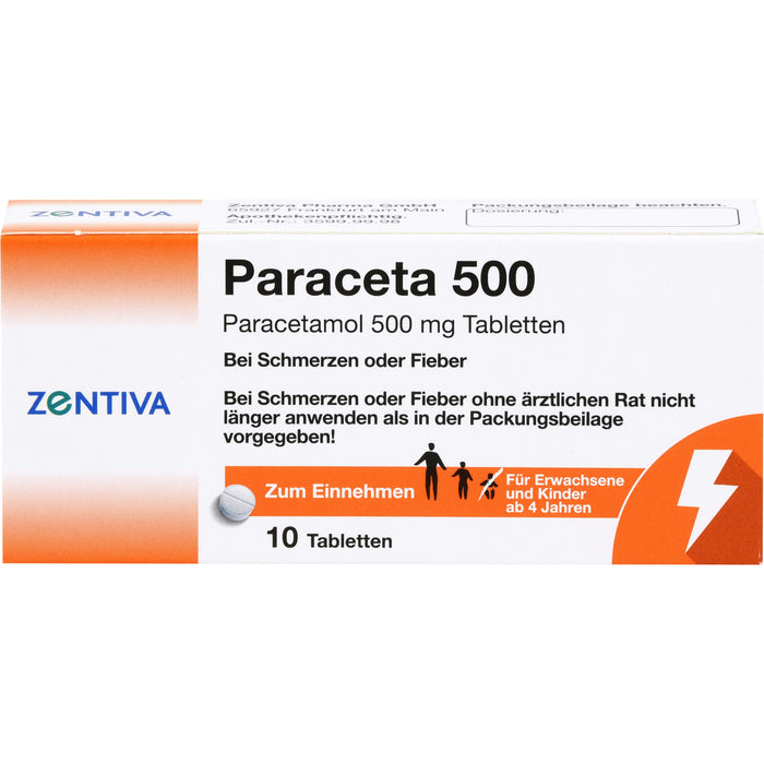 Zentiva Paraceta 500 Tabletten bei Schmerzen und Fieber, 10 St. Tabletten