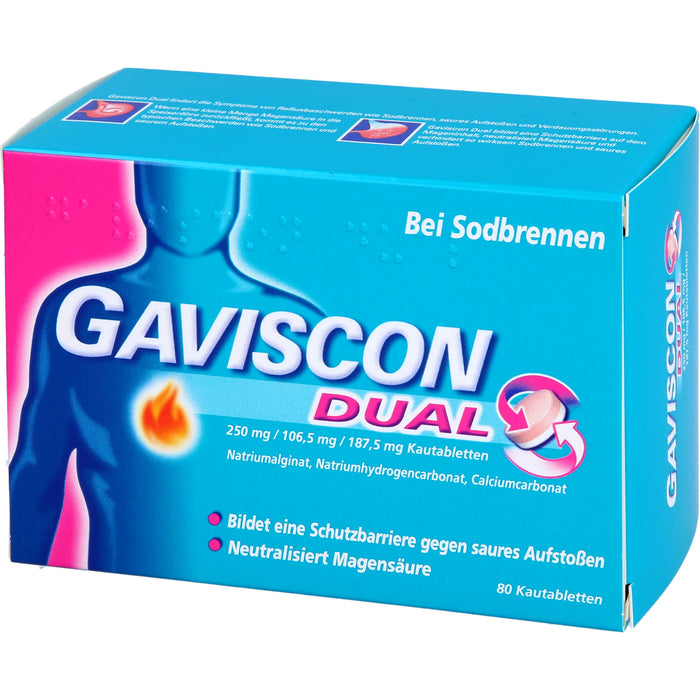 GAVISCON Dual Kautabletten bei Sodbrennen, 80 pcs. Tablets