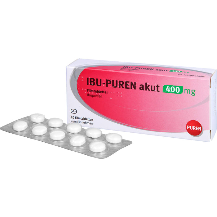 PUREN Ibu akut 400 mg Filmtabletten bei Schmerzen und Fieber, 20 St. Tabletten