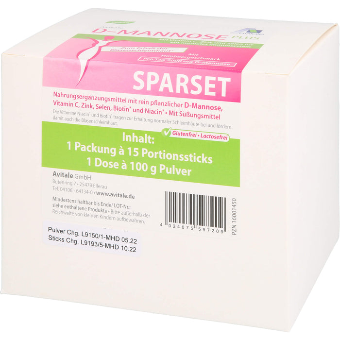 D-Mannose Sparset 15 x Stick + 100 g Pulver, 1 P