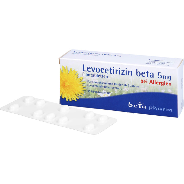 Levocetirizin beta 5 mg Filmtabletten bei Allergien, 50 pcs. Tablets