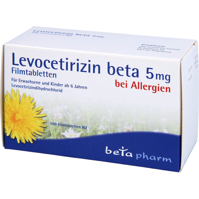 Levocetirizin beta 5 mg Filmtabletten bei Allergien, 100 pcs. Tablets